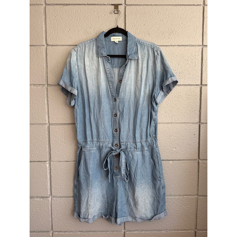 Cloth & Stone Anthropologie Relaxed Short-Sleeve Romper size L - Picture 3 of 5